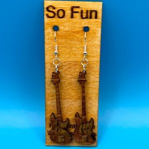 Handmade Stained Bass Guitar Earrings